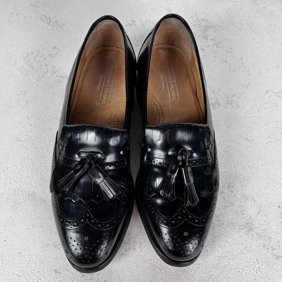 Johnston & Murphy Optima Leather Wingtip Black Tassel Dress Shoes 7.5 D/B main image 11